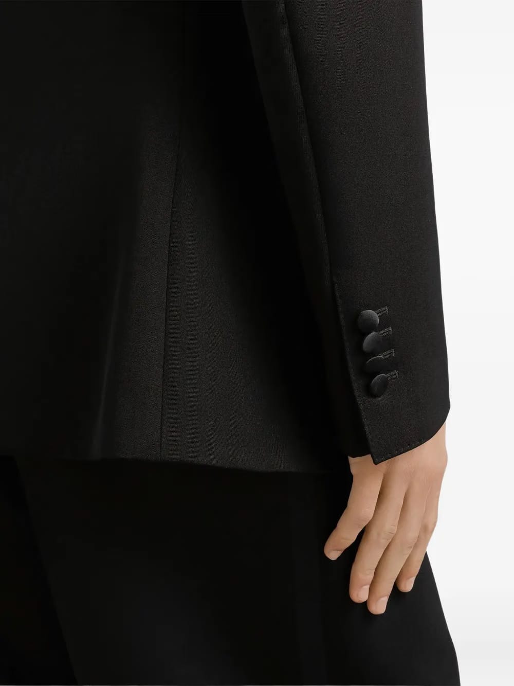 double-breasted satin-trim suit jacket
