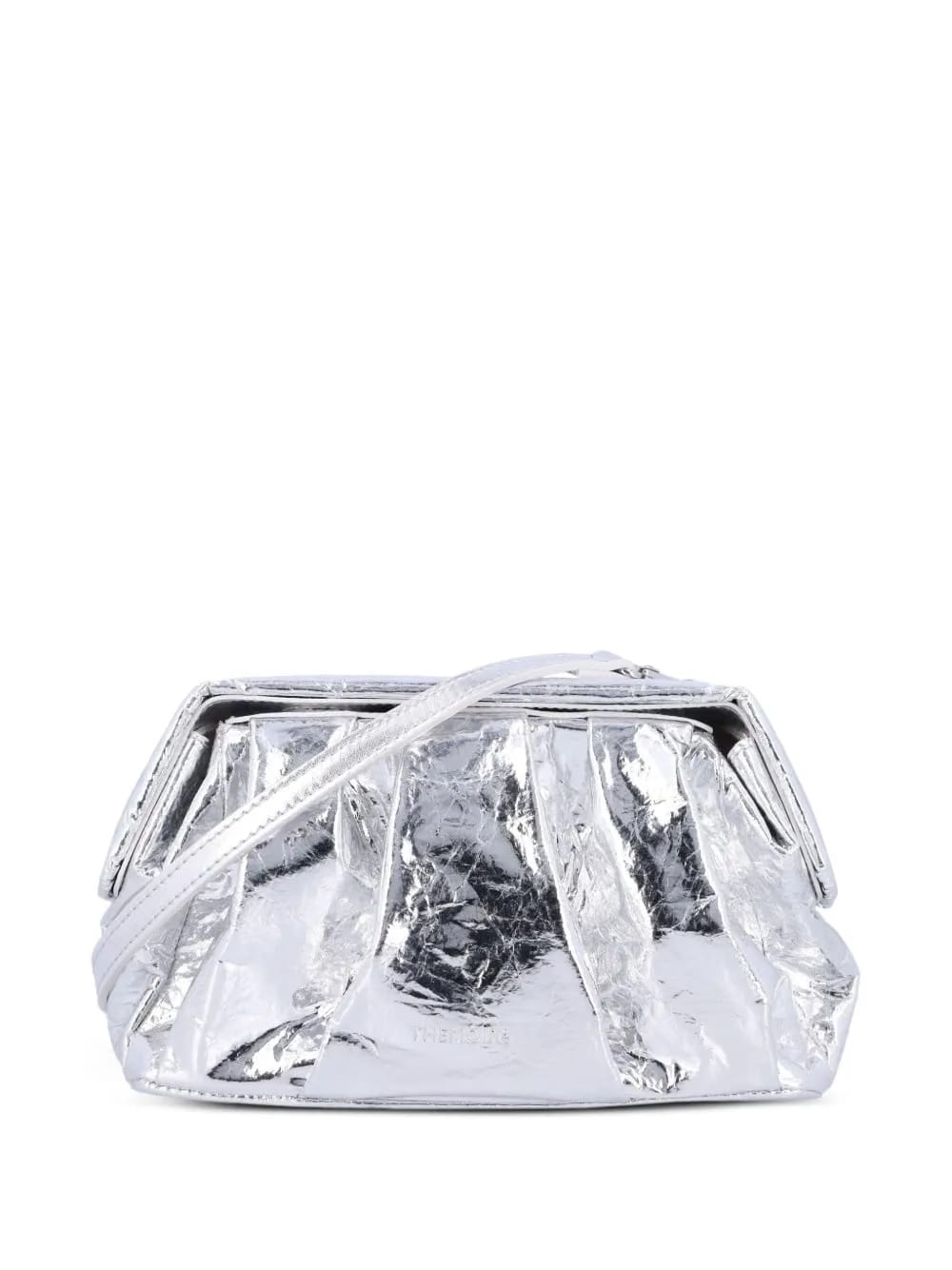 Afrodite pleated metallic-effect clutch bag
