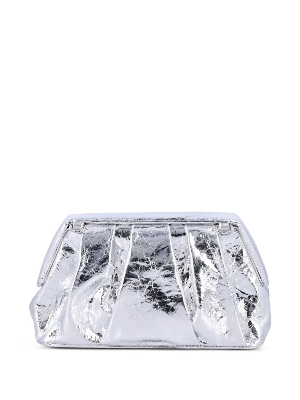 Afrodite pleated metallic-effect clutch bag