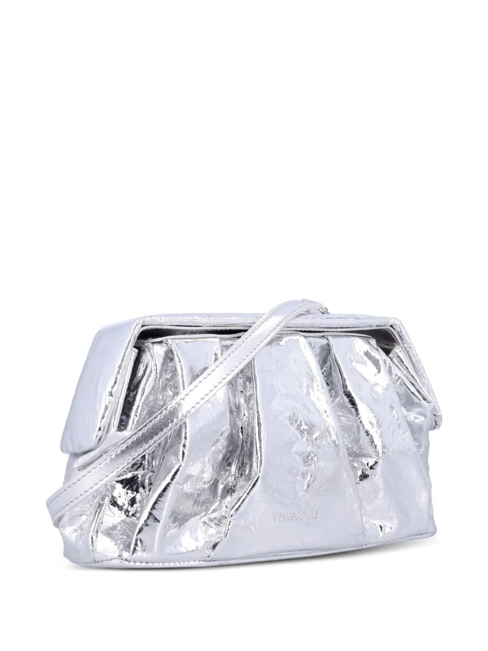 Afrodite pleated metallic-effect clutch bag