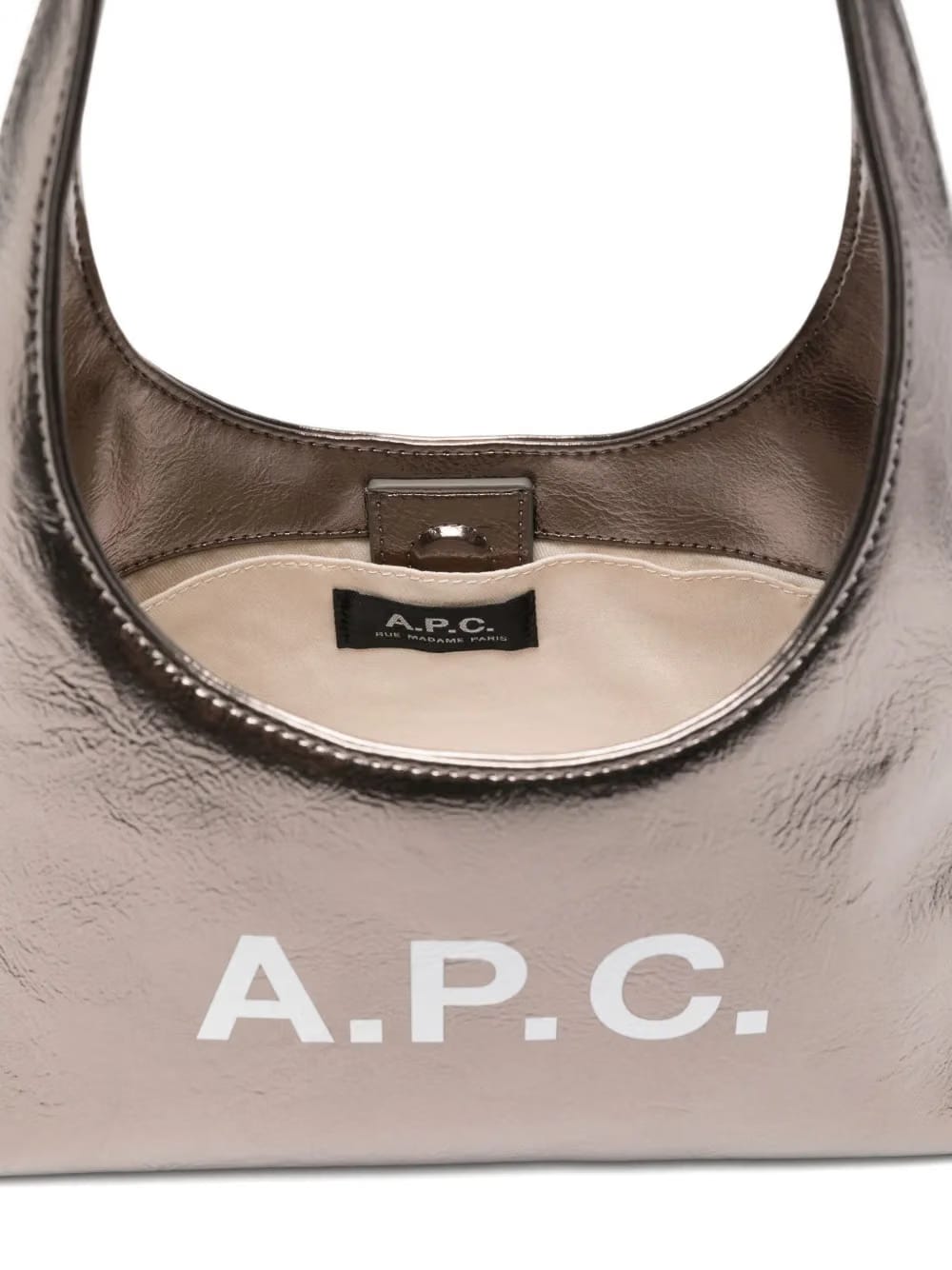 small metallic logo shoulder bag