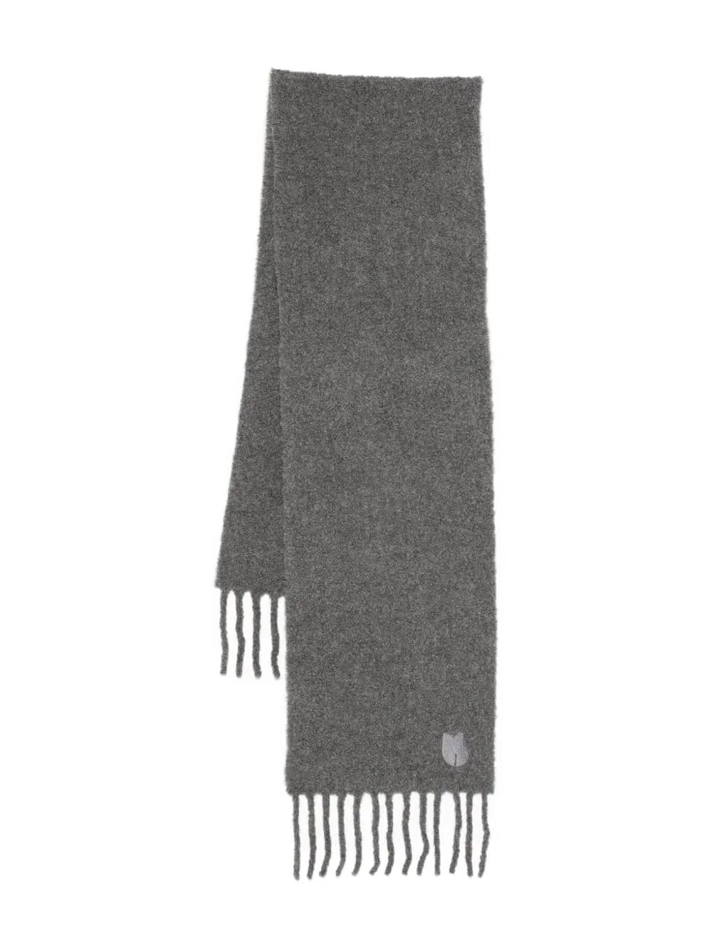 fringed embroidered-logo scarf