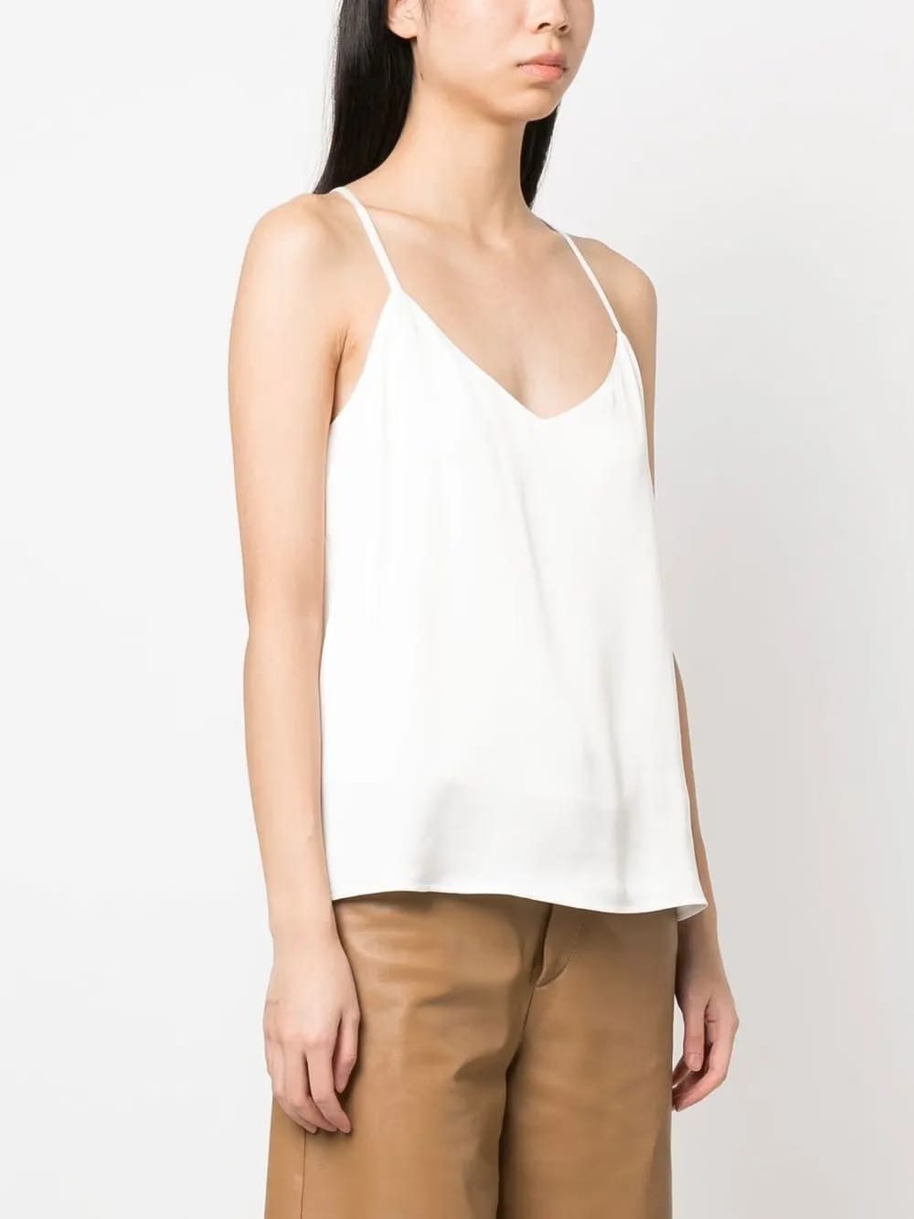 rear logo-plaque satin top