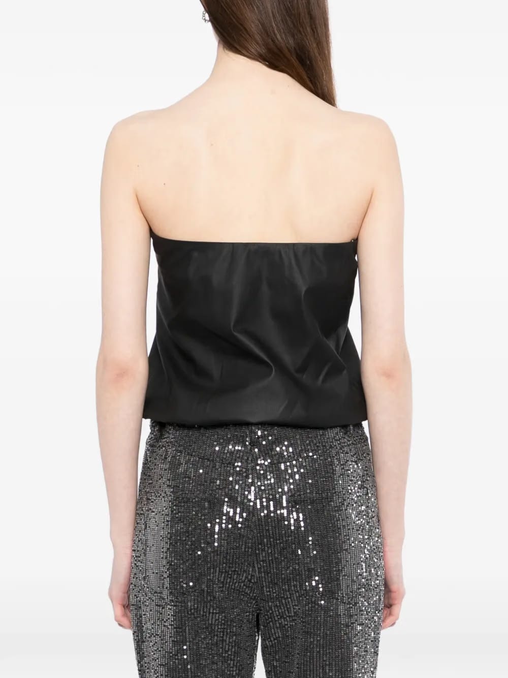 leather strapless top