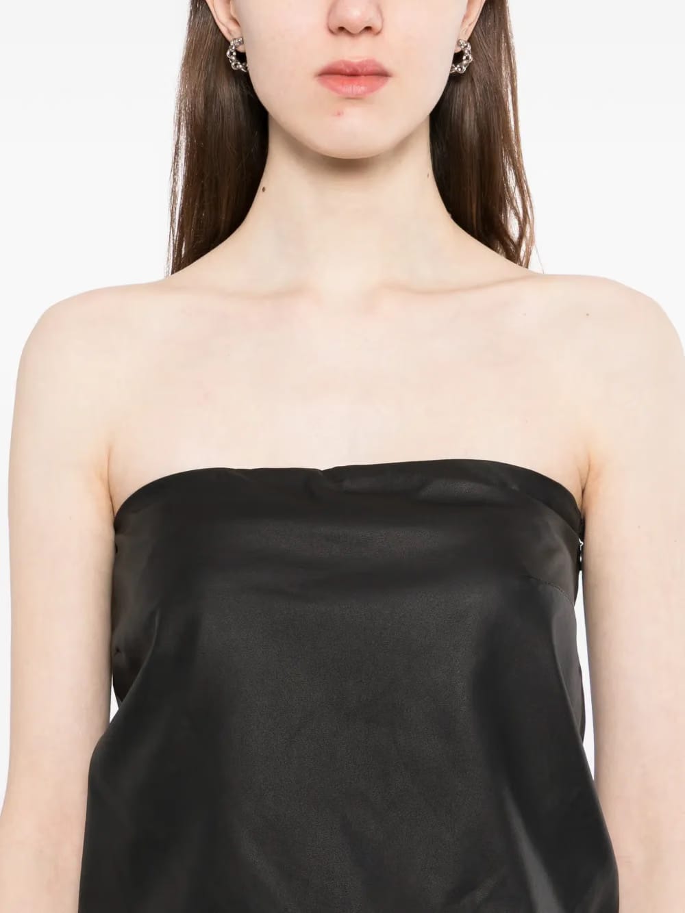 leather strapless top