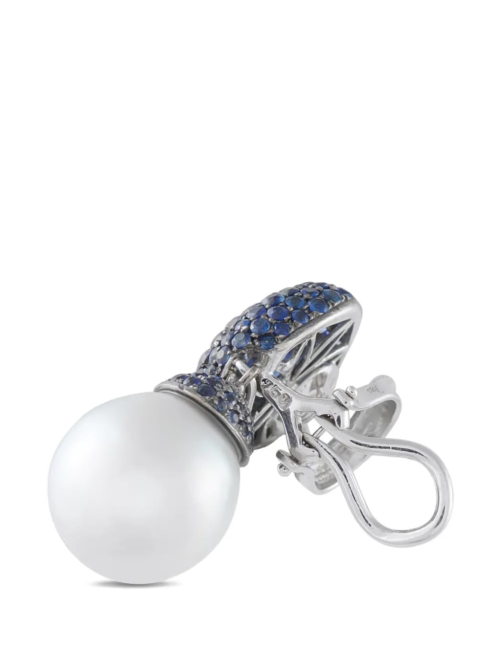 white-gold sapphire and pearl earrings