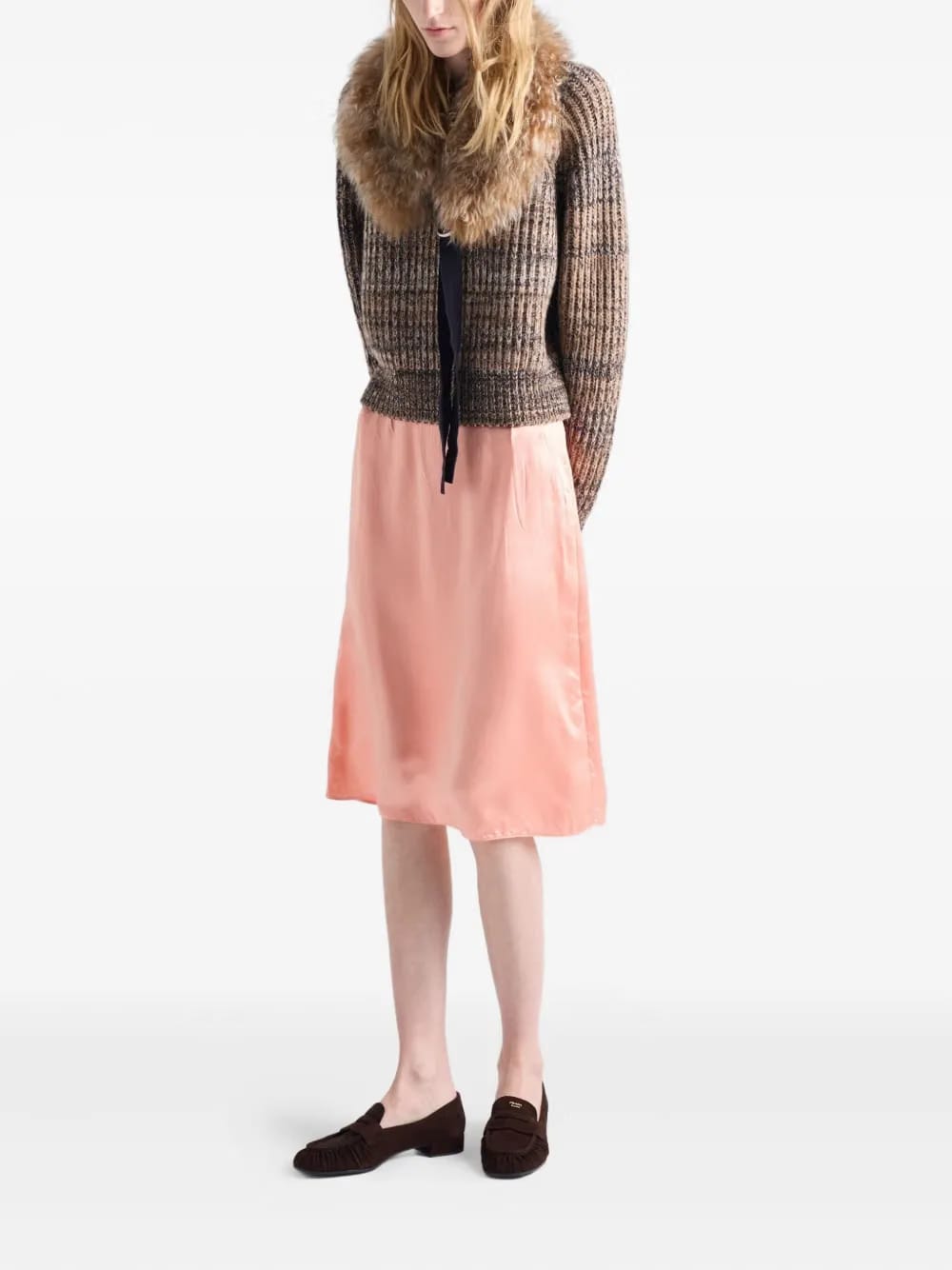 elasticated-waist satin skirt
