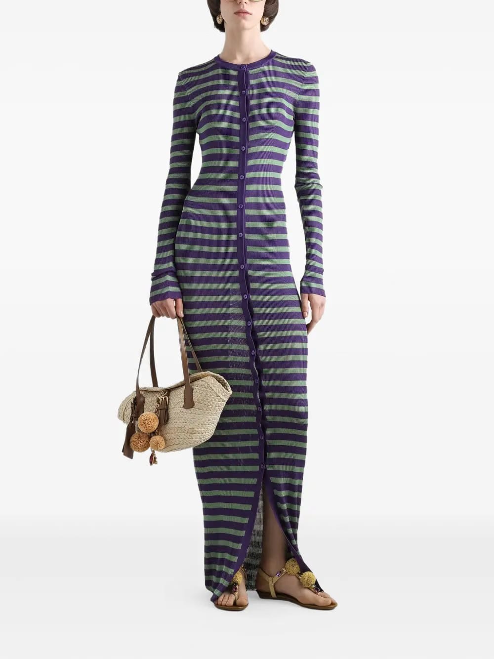 striped knitted maxi dress