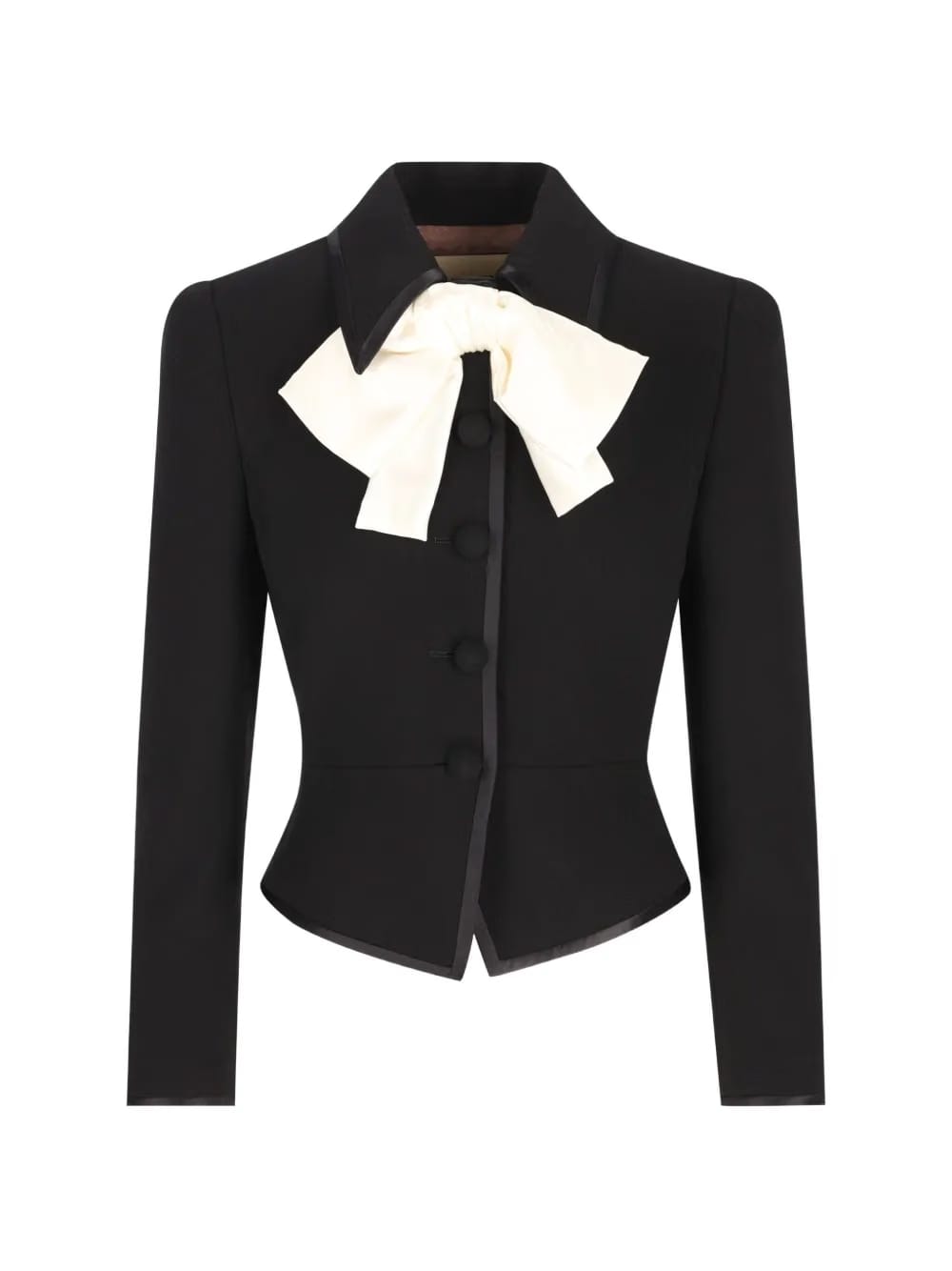 bow-embellishment button-fastening wool jacket