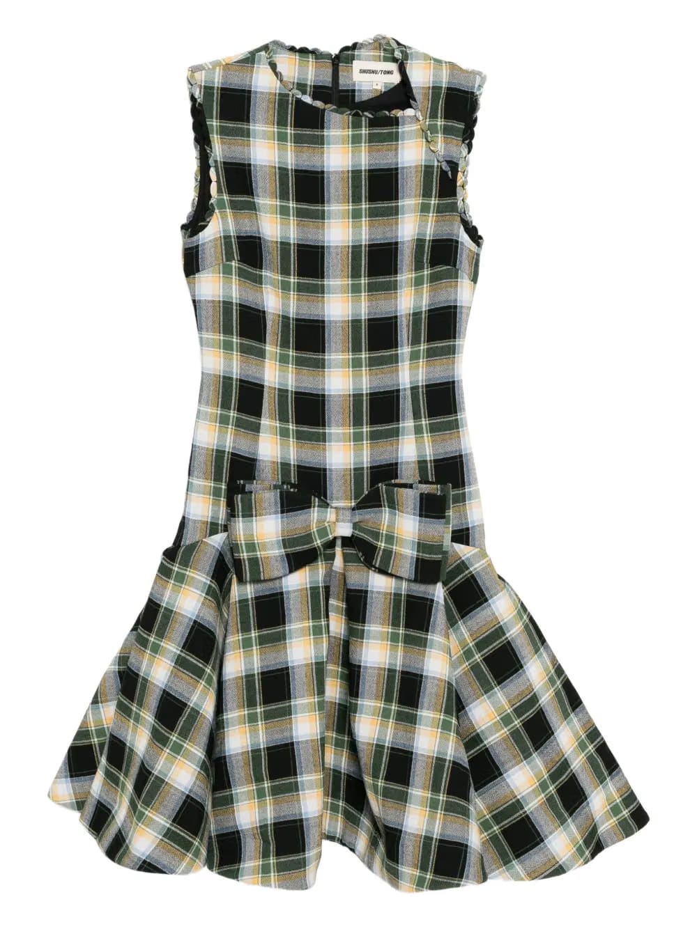 plaid sleeveless wavy dress