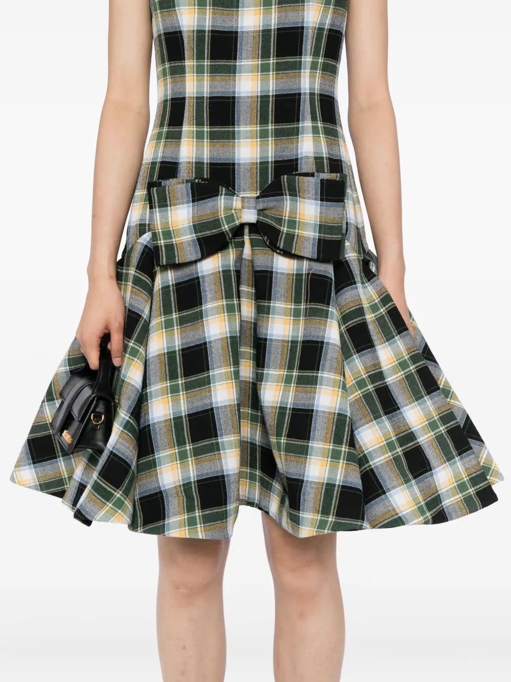 plaid sleeveless wavy dress