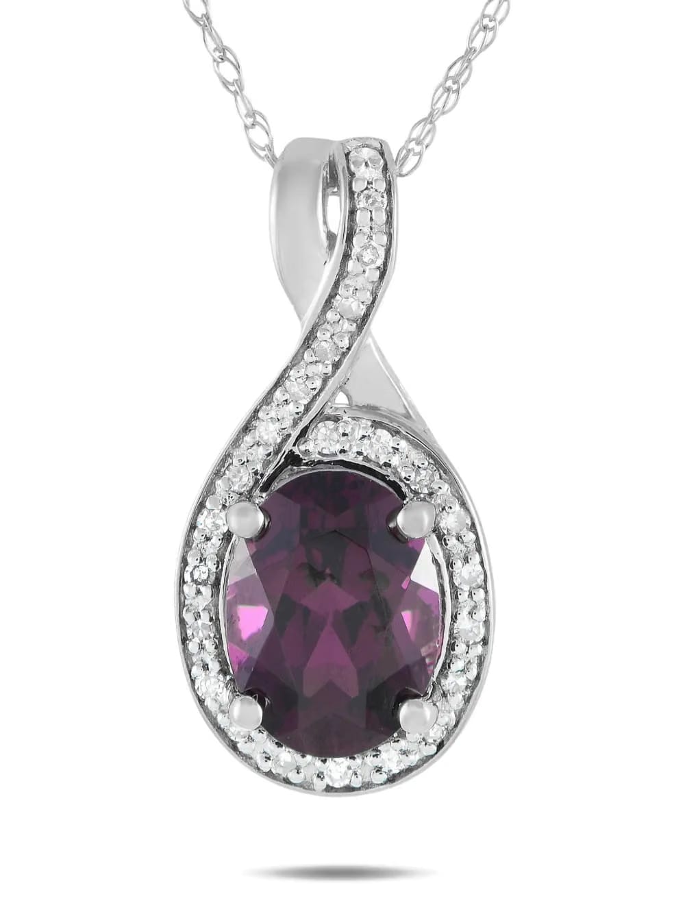 14K white gold garnet and diamond necklace