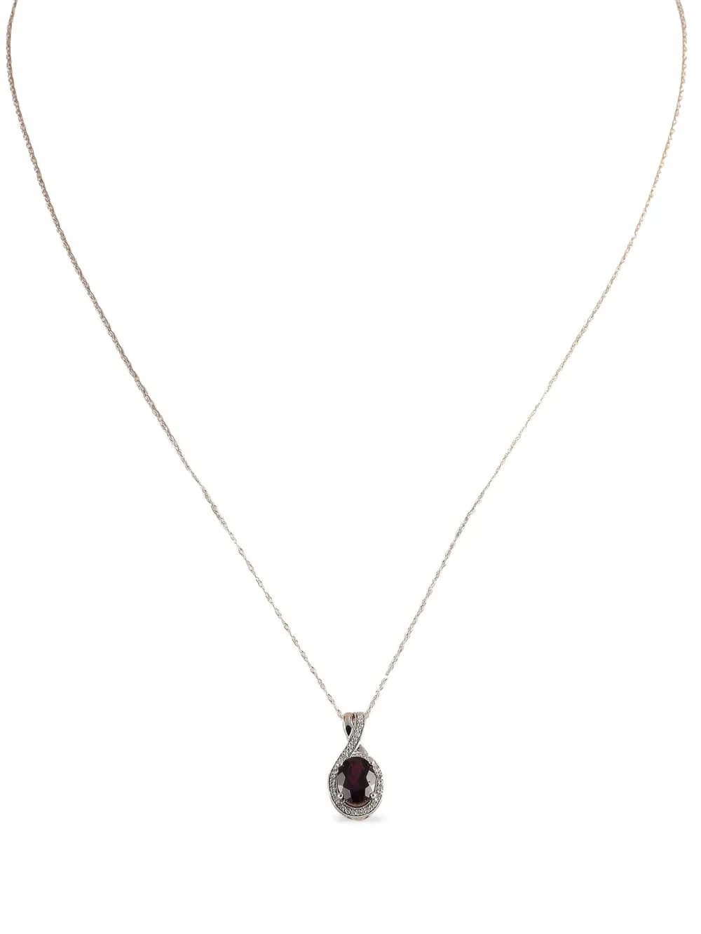 14K white gold garnet and diamond necklace
