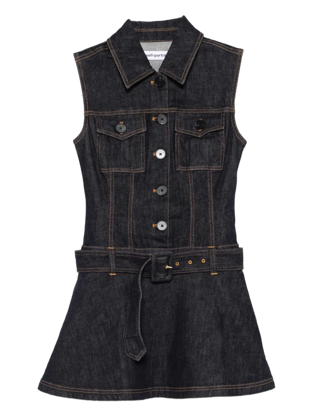 belted denim mini dress