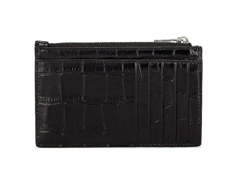 Balenciaga Croc Embossed (5 Card Slot) Coin Card Holder Black