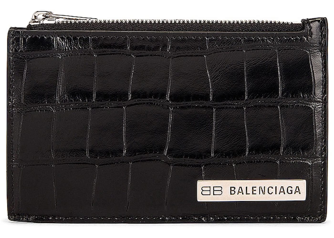 Balenciaga Croc Embossed (5 Card Slot) Coin Card Holder Black