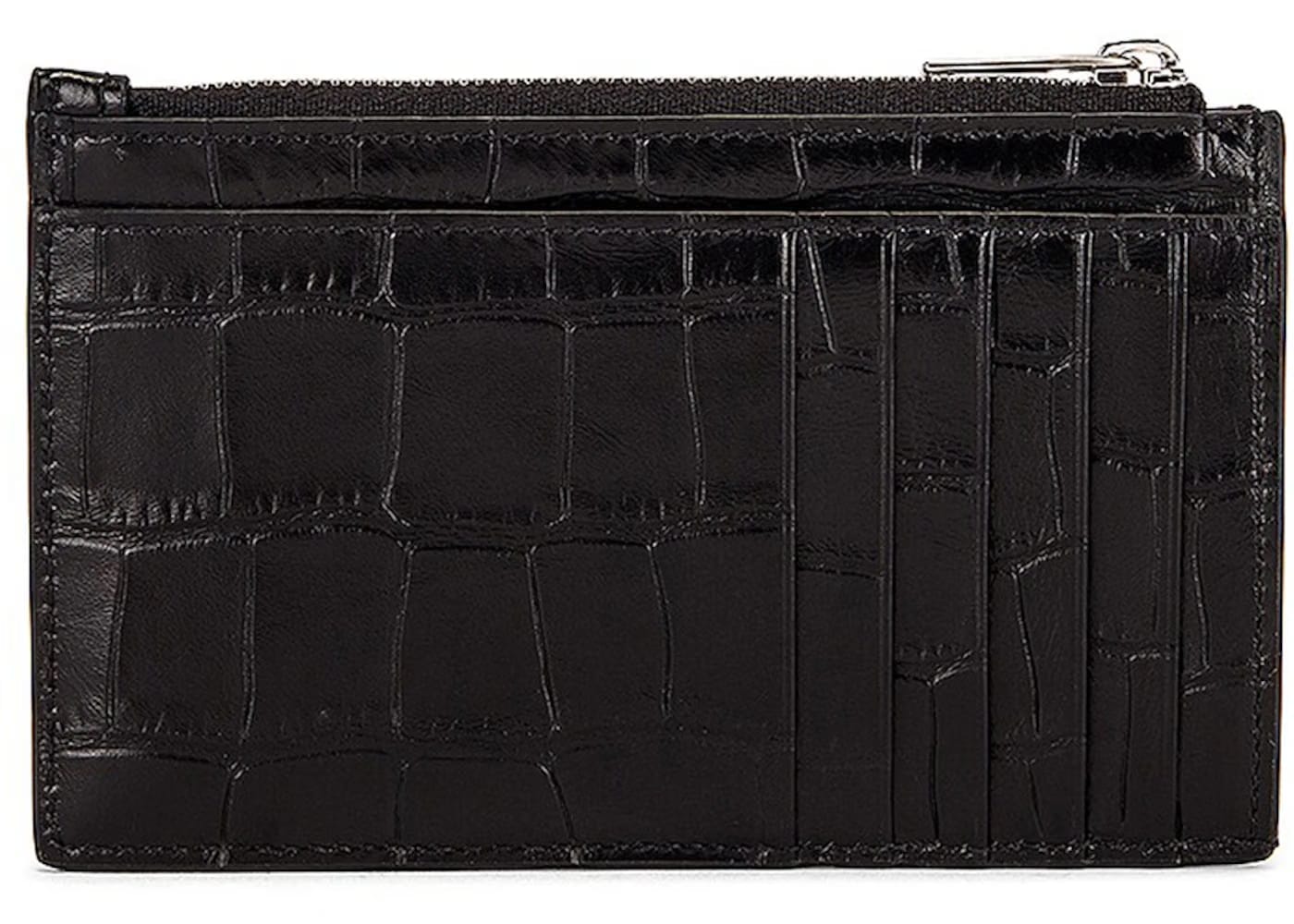 Balenciaga Croc Embossed (5 Card Slot) Coin Card Holder Black