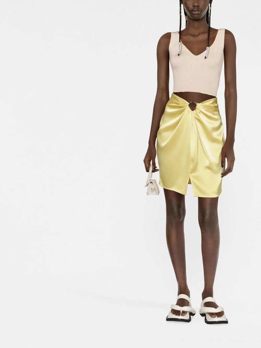 draped satin mini skirt