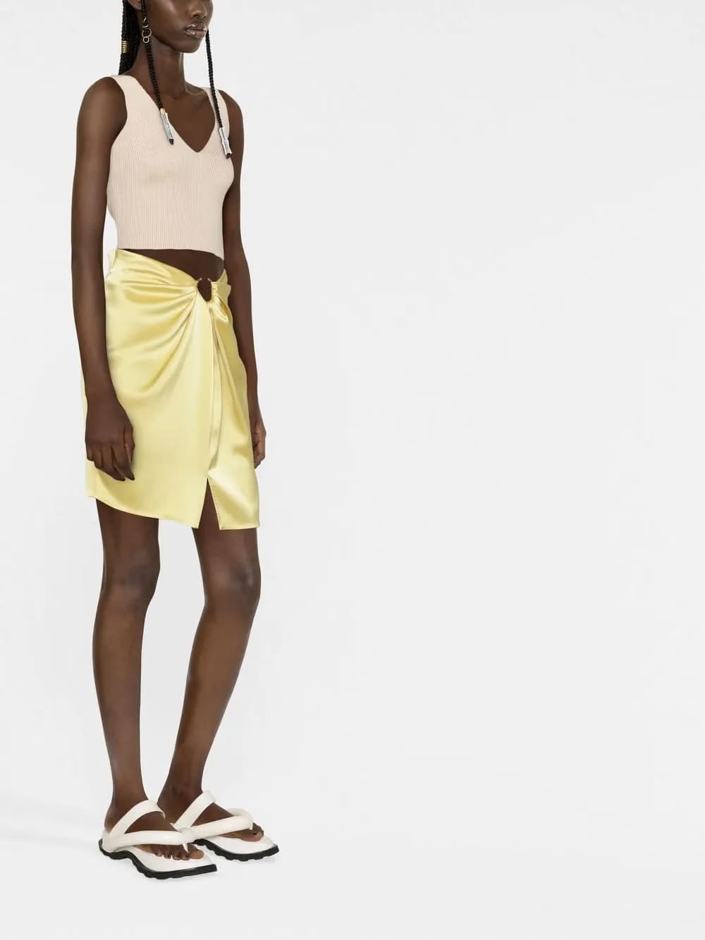 draped satin mini skirt