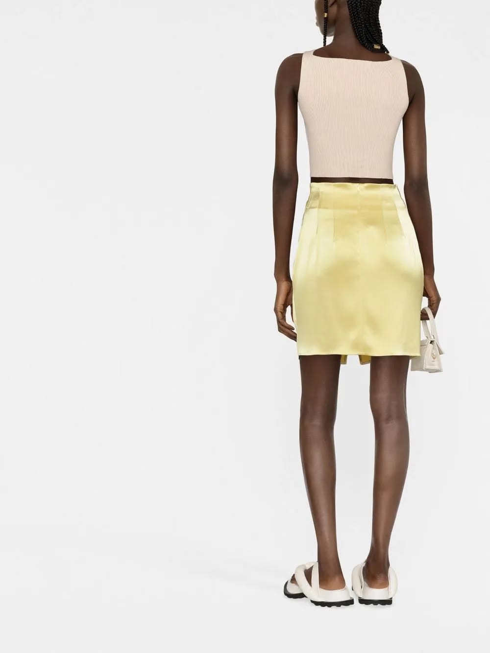 draped satin mini skirt