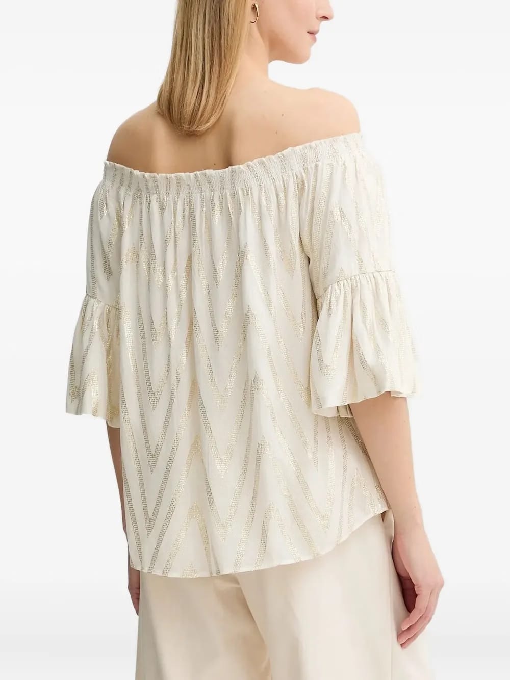chevron-pattern off-shoulder top