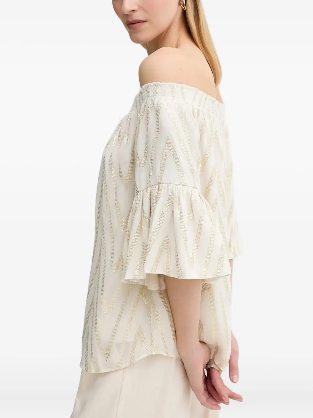 chevron-pattern off-shoulder top