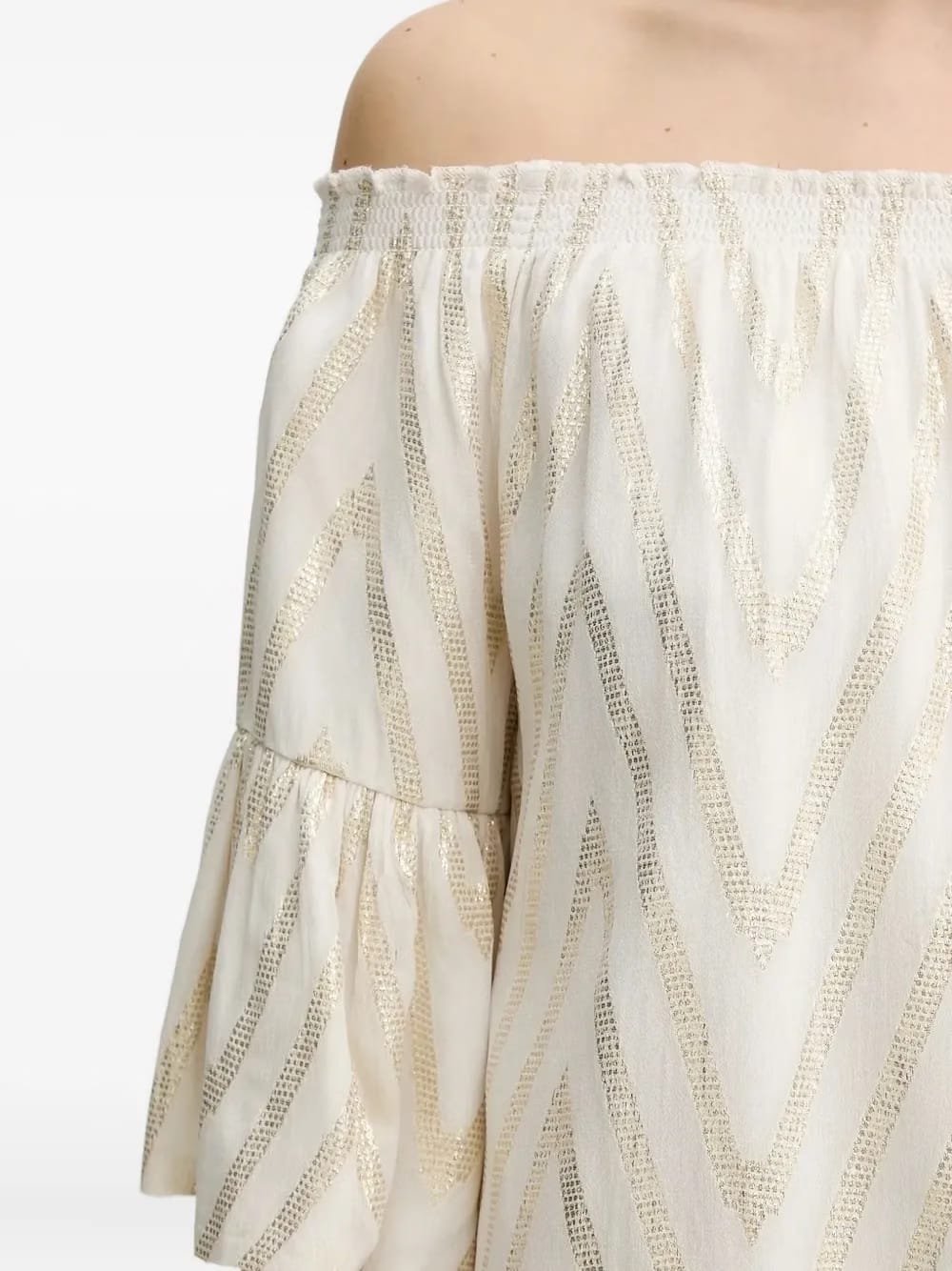 chevron-pattern off-shoulder top