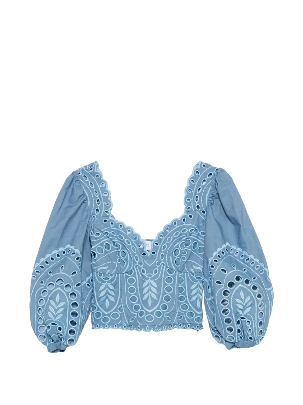 Bass laced puffed-sleeve top