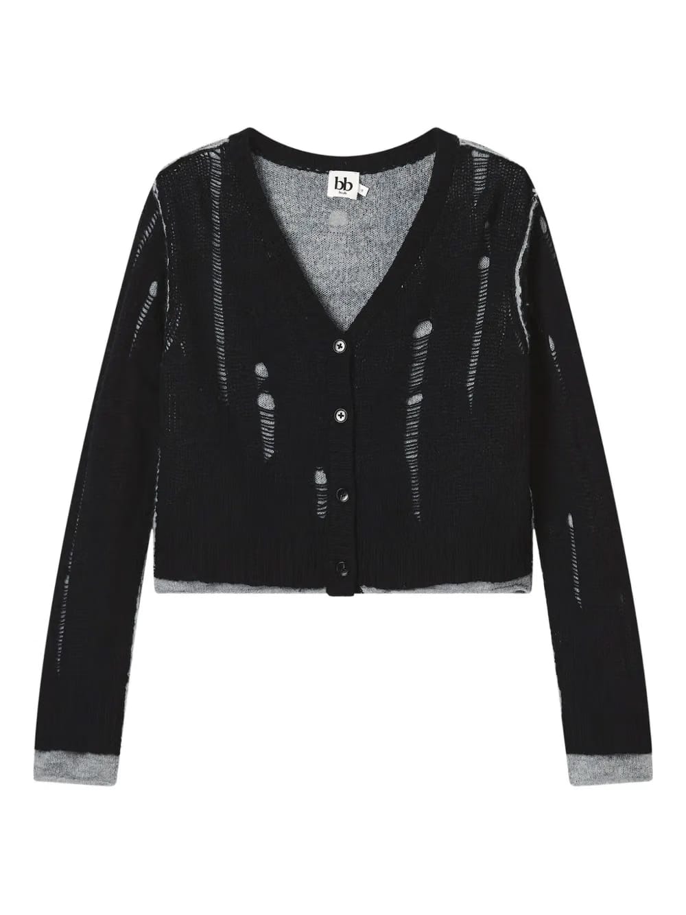 distressed button cardigan