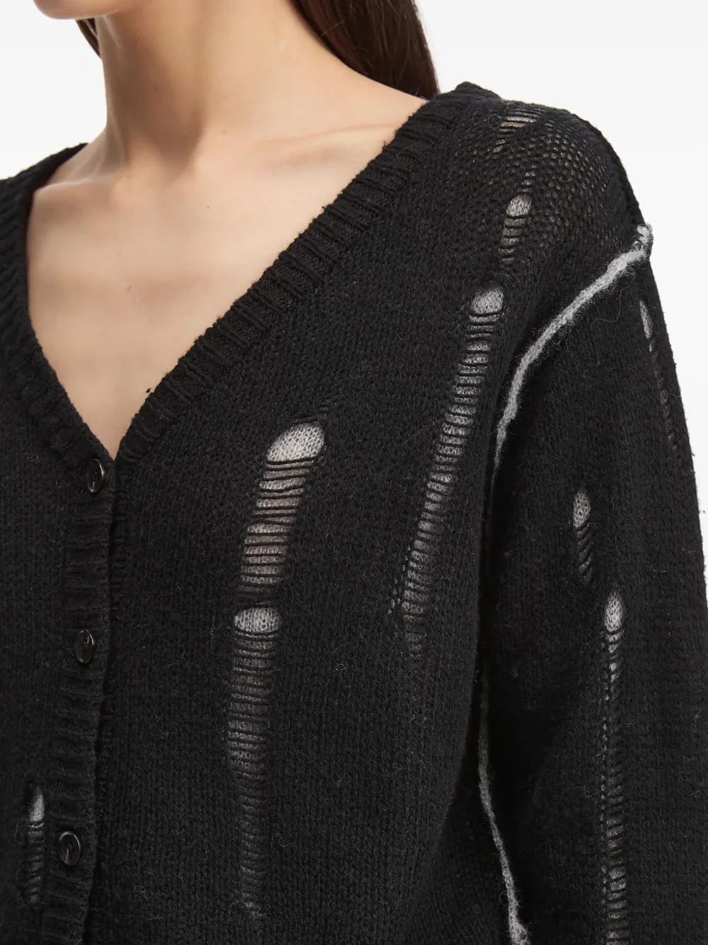 distressed button cardigan