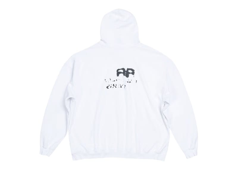 Balenciaga Hand Drawn BB Icon Large Fit Hoodie White/Black