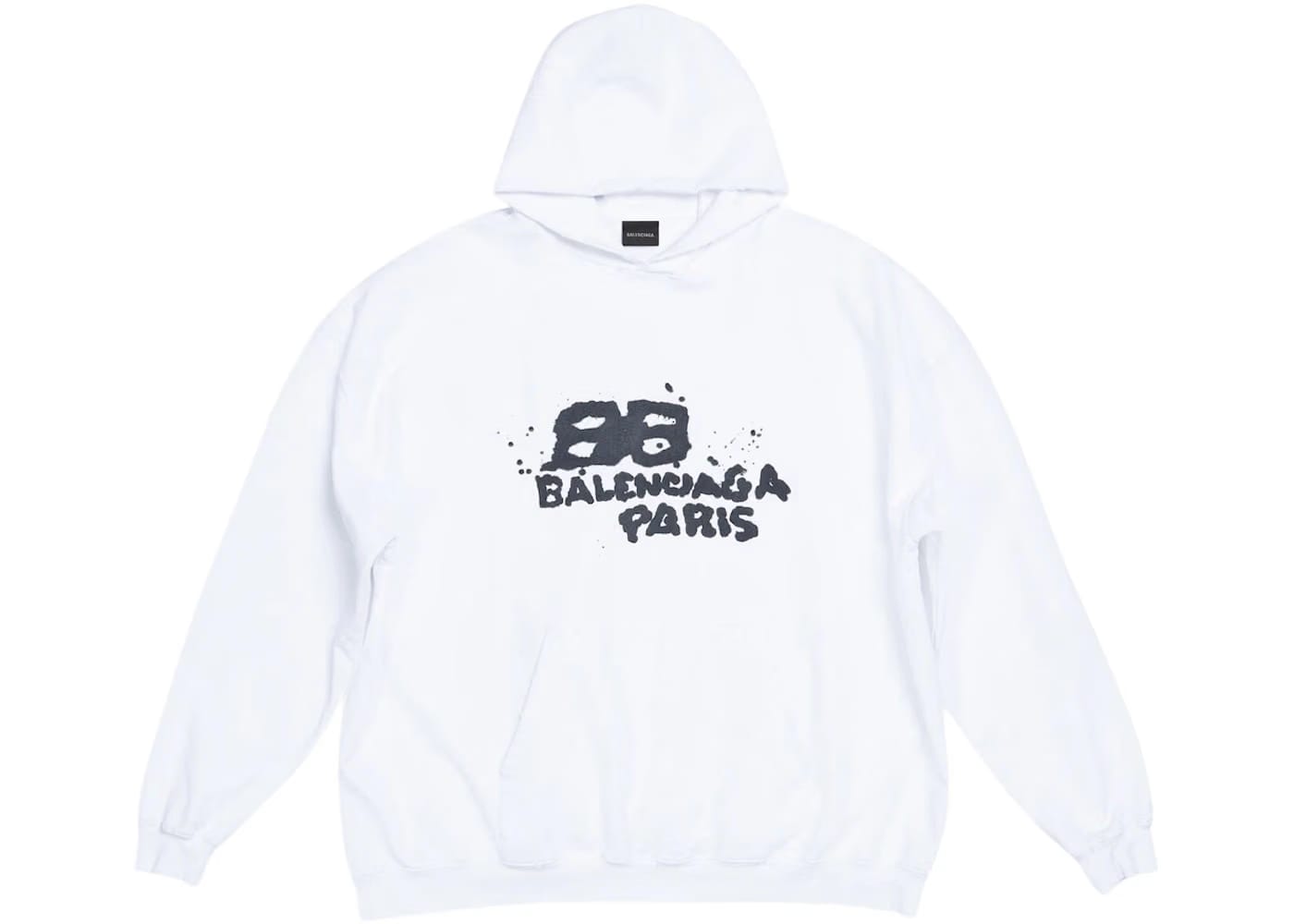 Balenciaga Hand Drawn BB Icon Large Fit Hoodie White/Black
