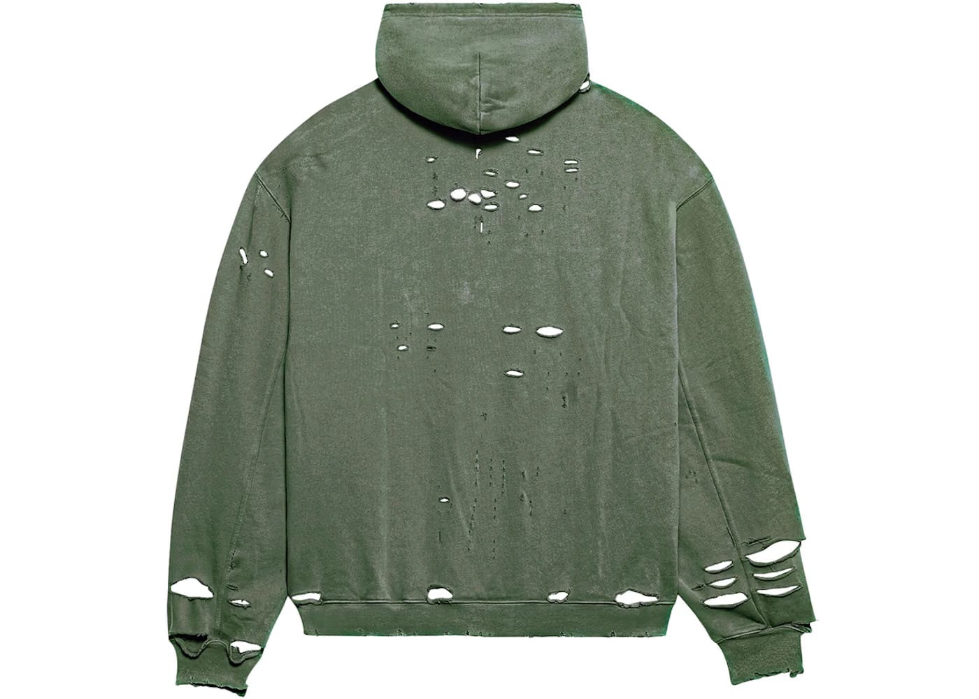 Balenciaga Caps Destroyed Oversize Fit Hoodie Dark Green/White