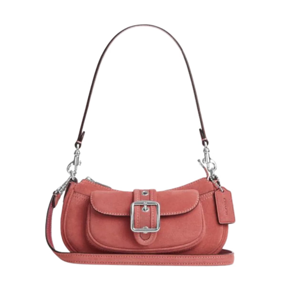 Coach Ashton Mini Shoulder Bag suede Silver Pink