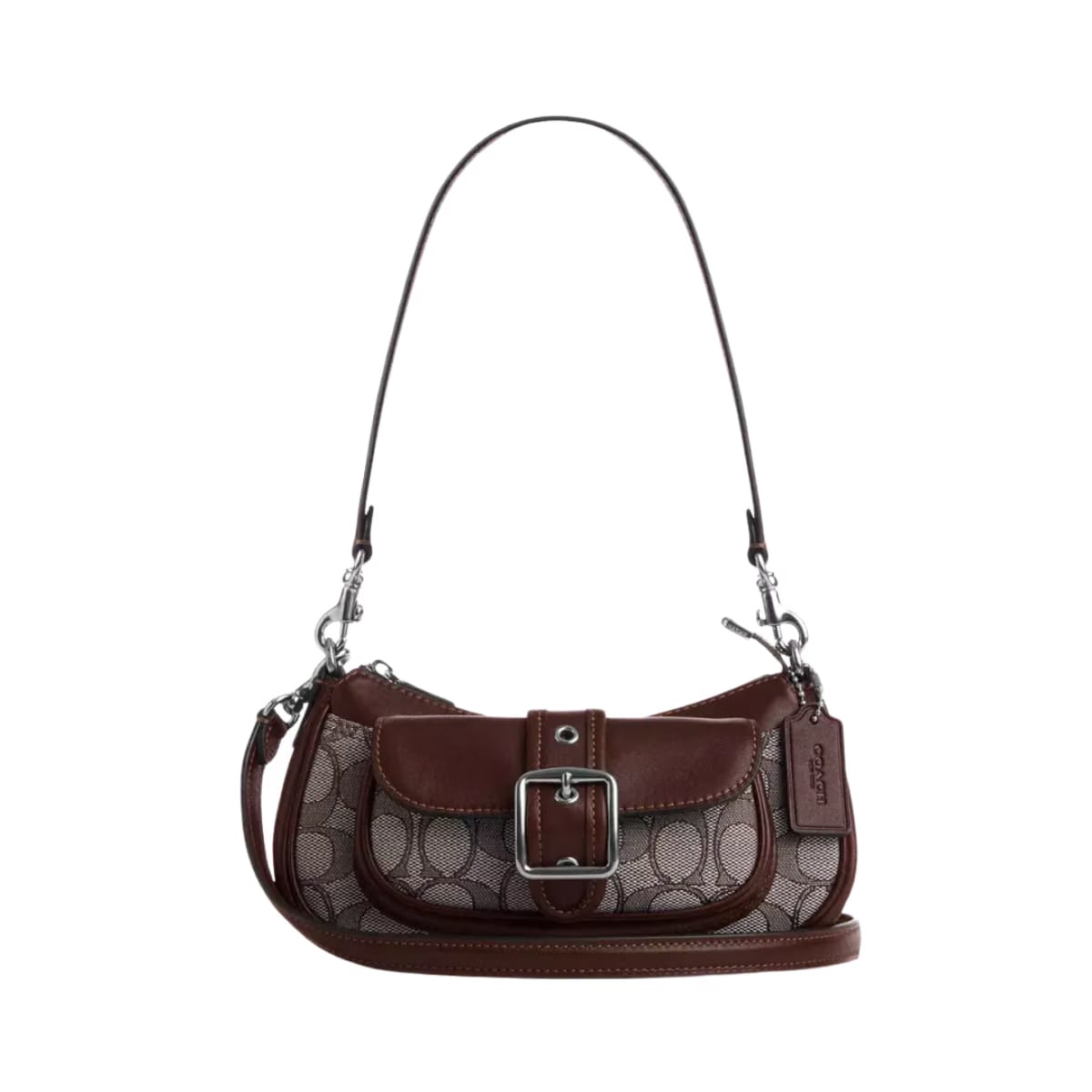 Coach Ashton Mini Shoulder Bag In Signature Jacquard Silver Oak Maple