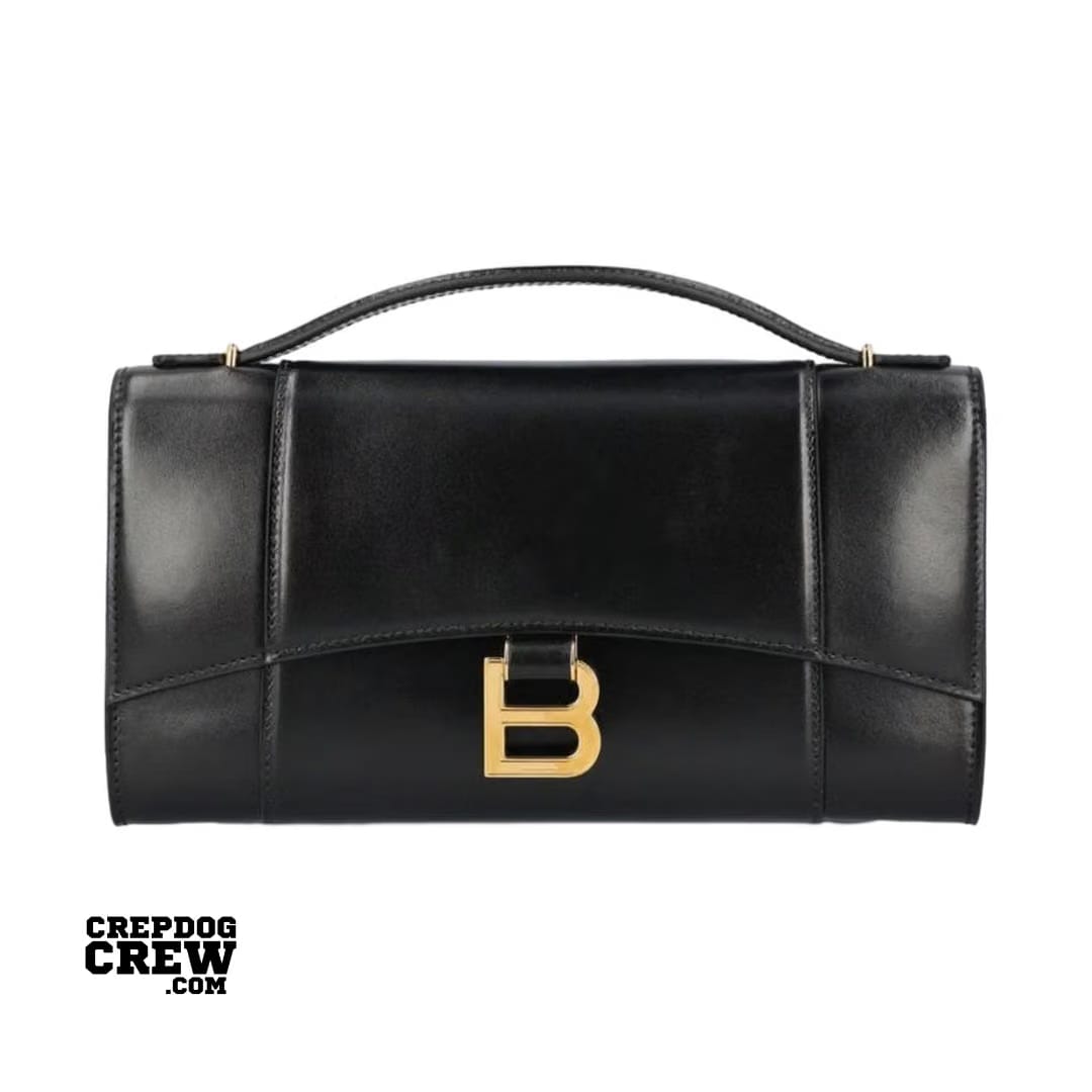 BALENCIAGA HOURGLASS CLUTCH BAG BLACK