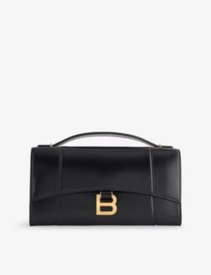 BALENCIAGA HOURGLASS CLUTCH BAG BLACK