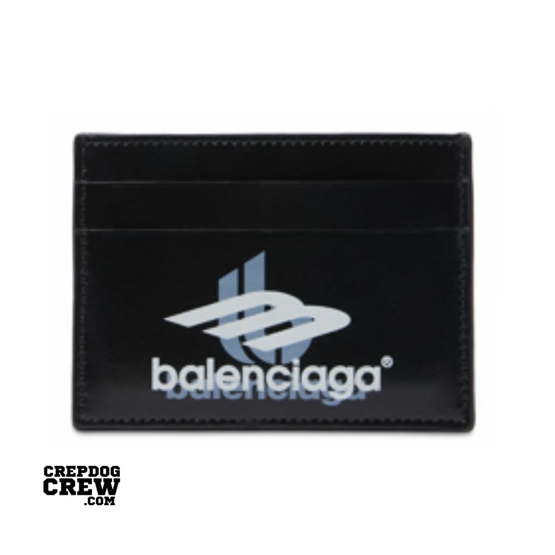 BALENCIAGA SQUARE LEATHER CARD HOLDER BLACK