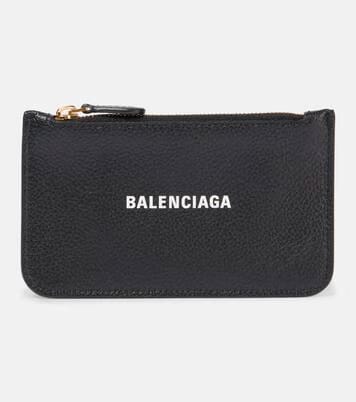 BALENCIAGA SQUARE LEATHER CARD HOLDER BLACK