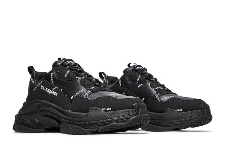 Balenciaga Triple S AllOver Logo Black Grey Leather Free