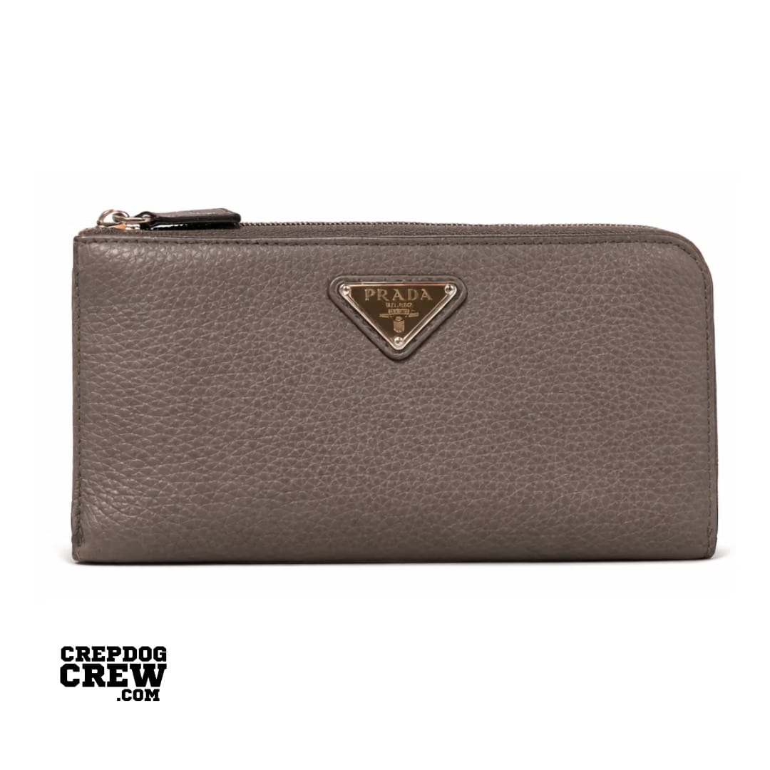 PRADA LEATHER MENS WALLET BAMBOO GRAY