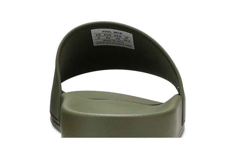 Balenciaga Pool Slides Khaki Black 3D Logo
