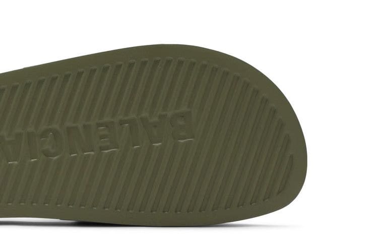 Balenciaga Pool Slides Khaki Black 3D Logo