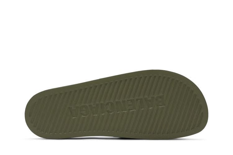 Balenciaga Pool Slides Khaki Black 3D Logo