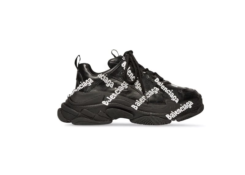 Balenciaga Triple S All Over Logo Black White (Women's)