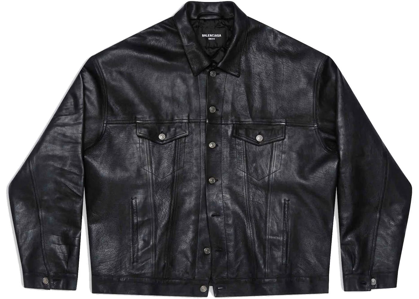 Balenciaga Mens Denim Style Leather Jacket Black