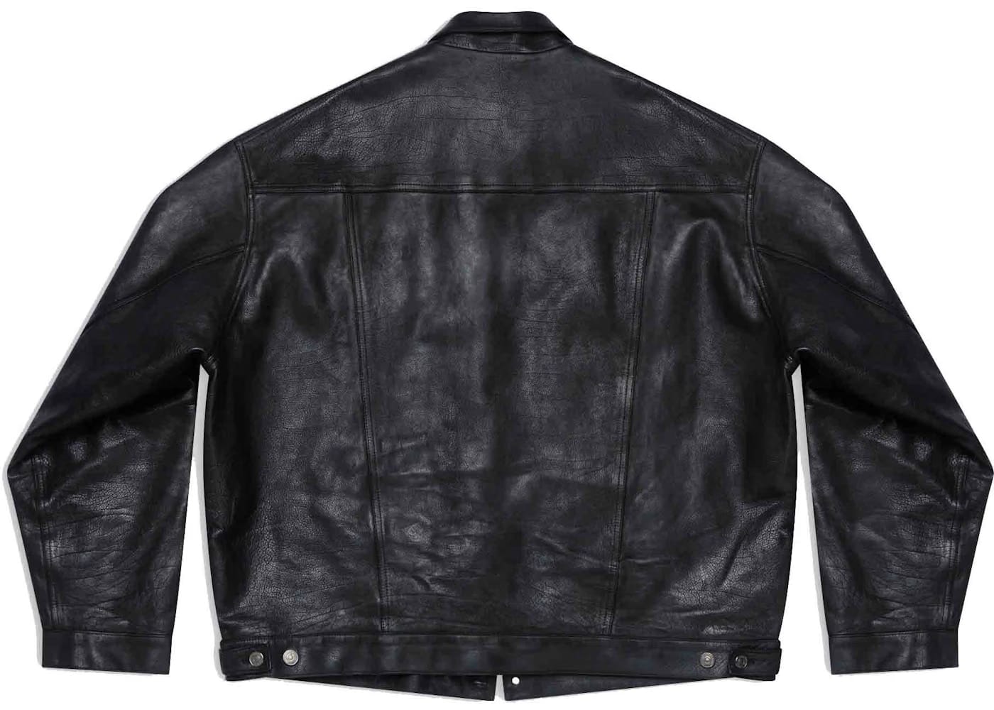 Balenciaga Mens Denim Style Leather Jacket Black
