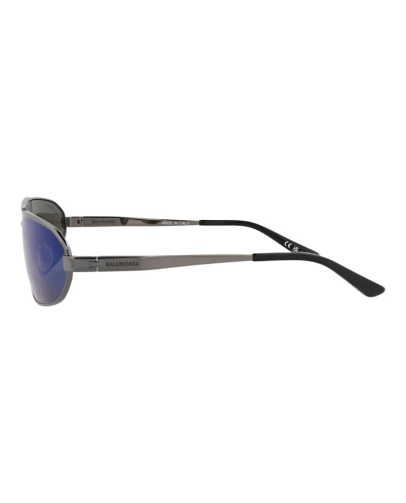 Balenciaga Shield-Frame Metal Sunglasses Ruthenium Ruthenium Blue (BB0227S-30013402-004)