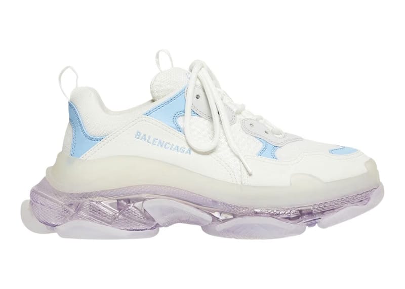 Balenciaga Triple S Clear Sole Leather Free Light Blue Grey Light Purple White (Women's)