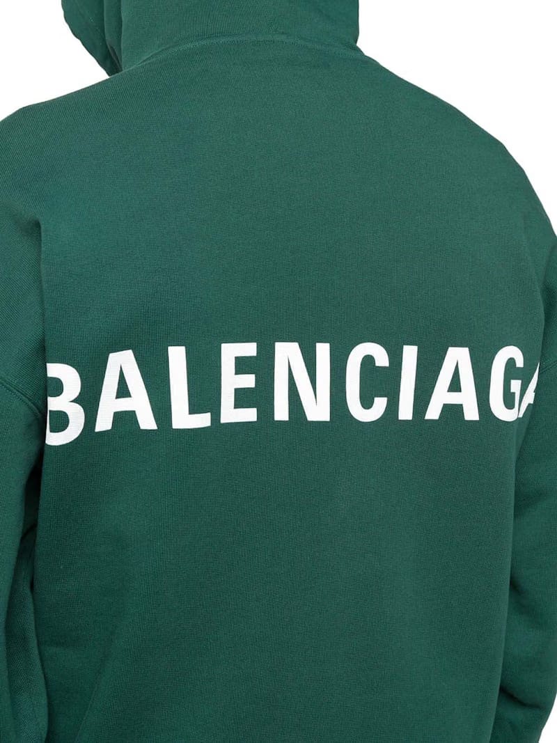 Balenciaga Logo Print Hoodie Green/White